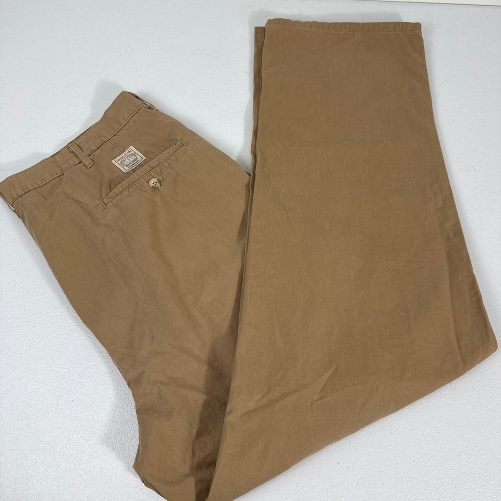 Polo Ralph Lauren Andrew Pant Mens 34x31 Khaki Tan Pleated Cotton Made in USA